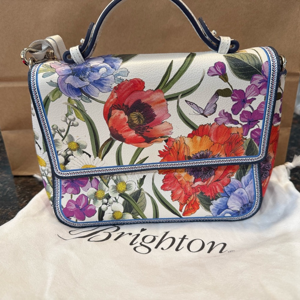 Brighton Red and Purple Satchel Floral Bag